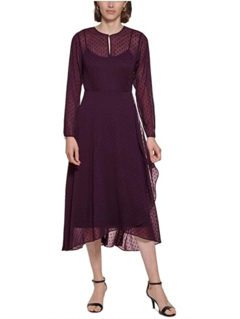 NWT Tommy Hilfiger Long Sleeve Midi Dress in Aubergine size 8